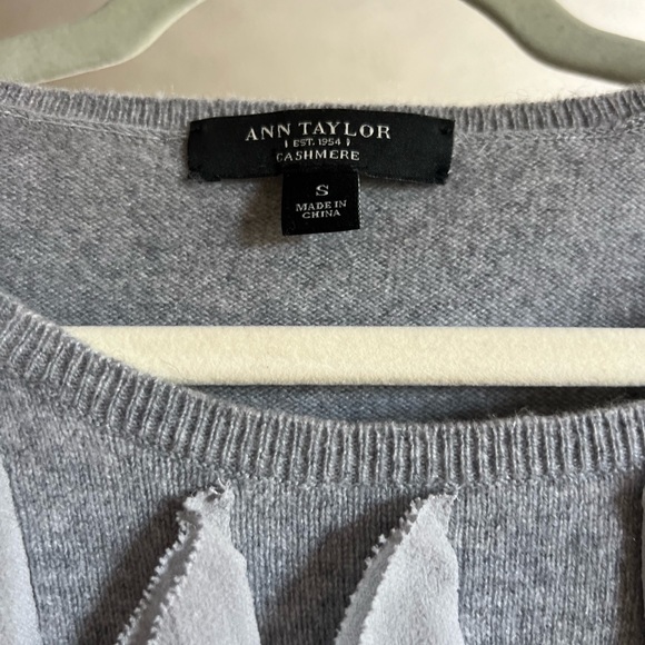 Ann Taylor Gray Cashmere Blouse with Ruffle  Accents - Picture 3 of 4